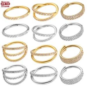 F136 Titanium piercing ZC Nose Rings Women Hinged Segment Septum Clicker Daith Earrings Hoop Cartilage Tragus Piercing Jewelry - AliExpress 36