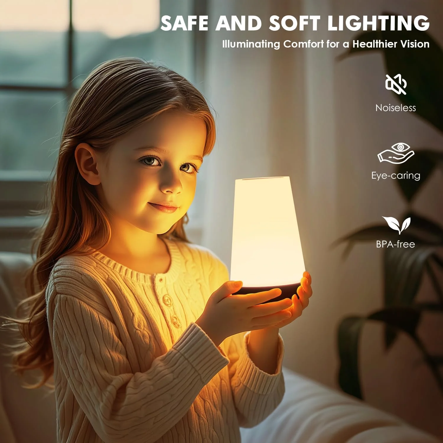 Night Light Bedroom Dimmable Touch Lamp 13 Colors and 5 Brightness Baby Table Lamp Portable Rechargeable Bedside Table Lamp - Image 2