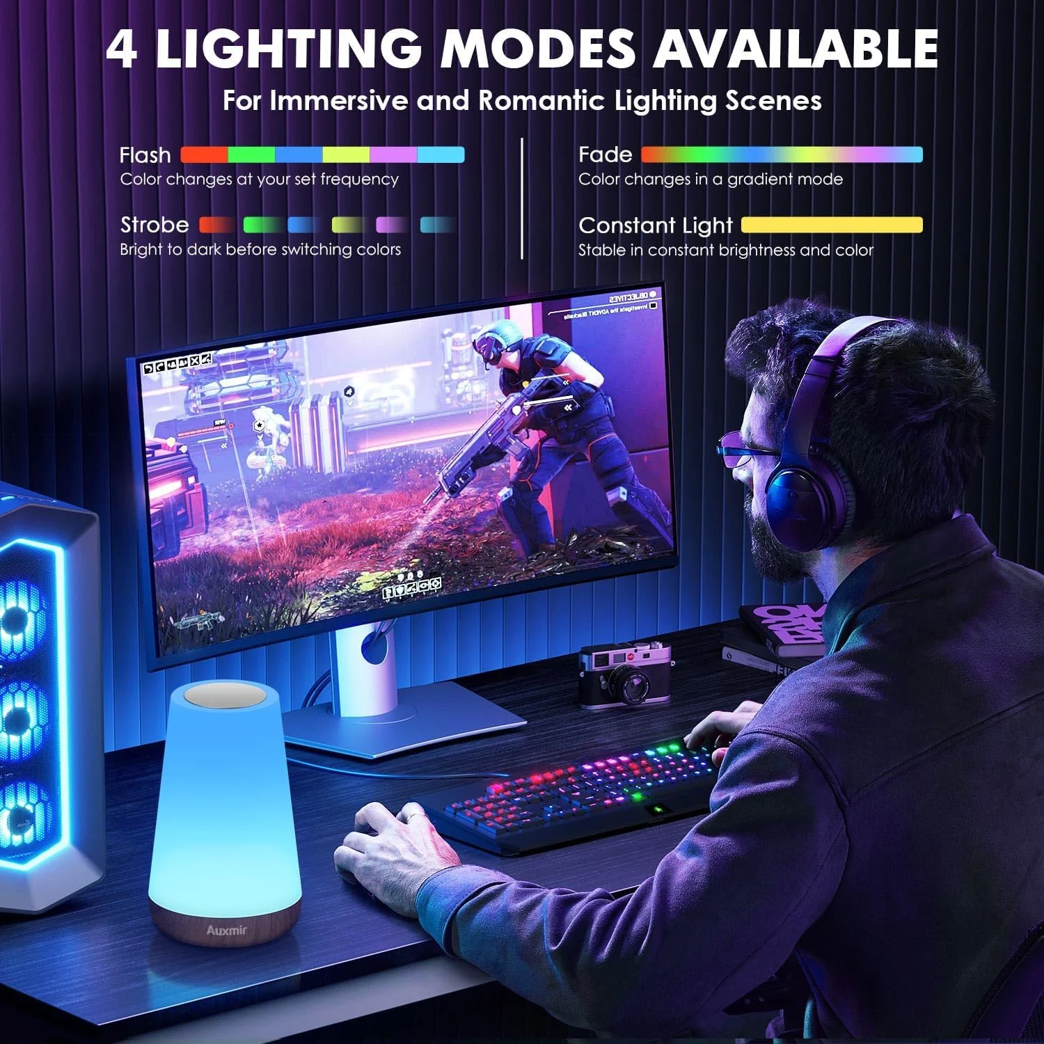 Night Light Bedroom Dimmable Touch Lamp 13 Colors and 5 Brightness Baby Table Lamp Portable Rechargeable Bedside Table Lamp - Image 3