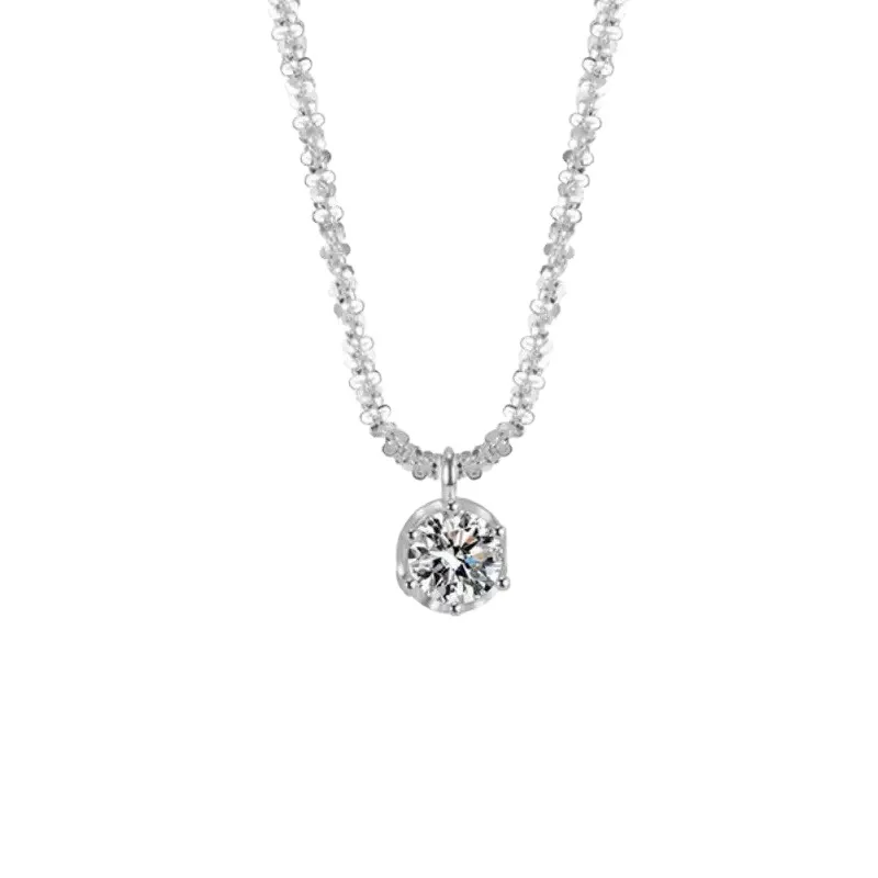 925 Sterling Silver Necklace Zircon Pendant Sparkling Necklace Clavicle Chain Women's Party Jewelry Gift - Image 5
