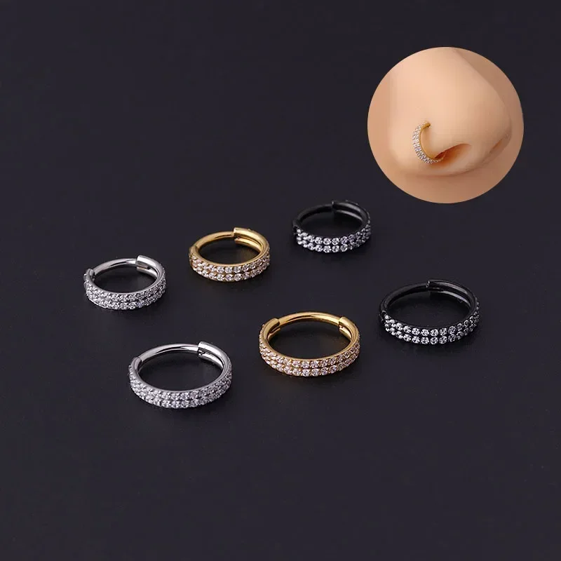 F136 Titanium piercing ZC Nose Rings Women Hinged Segment Septum Clicker Daith Earrings Hoop Cartilage Tragus Piercing Jewelry - AliExpress 36 - Image 4